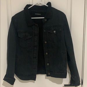 Brandy Melville Black Fuzzy Jean Jacket